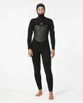 Neopren femei Dawn Patrol 6/4 Chest Zip hooded