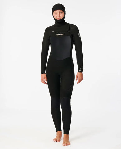 Neopren femei Dawn Patrol 5/4 Chest Zip hooded
